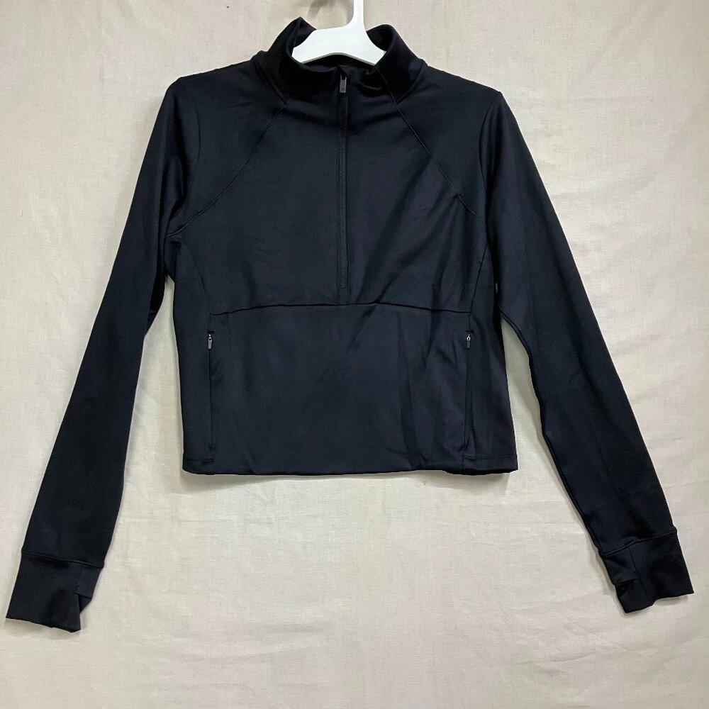 All in Motion Women's XL Black 1/2 Zip-Up Femme Knit Pullover Jacket Thumbhole - Picture 4 of 13